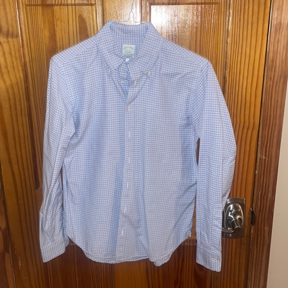 Brooks Brothers Blue and White Checkered Dress Shirt